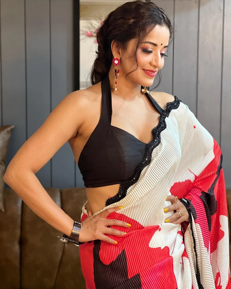 Monalisa saree backless blouse curvy hot actress