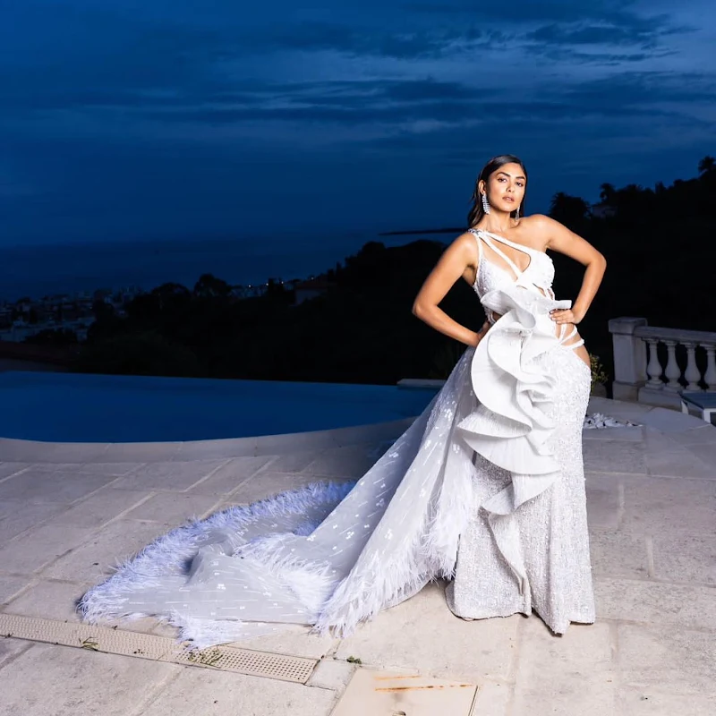 Mrunal Thakur gown cleavage hot cannes 2023 Mrunal Thakur gown cleavage hot cannes 2023