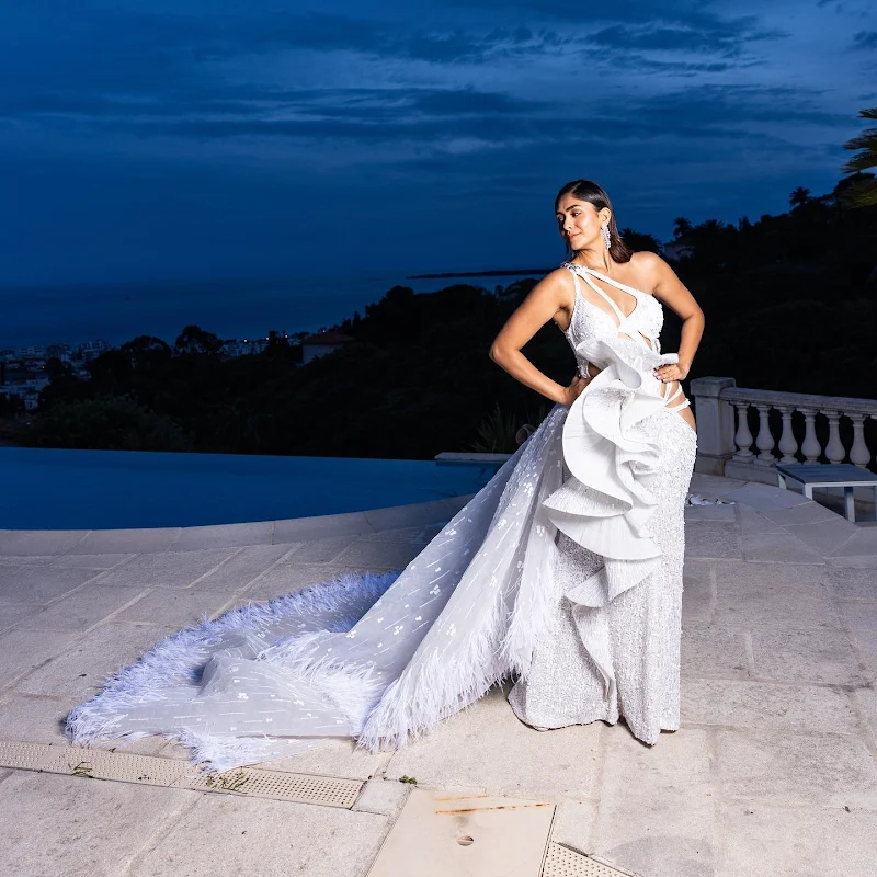 Mrunal Thakur gown cleavage hot cannes 2023 Mrunal Thakur gown cleavage hot cannes 2023