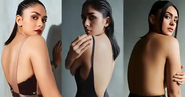 mrunal thakur sexy back backless dress topless