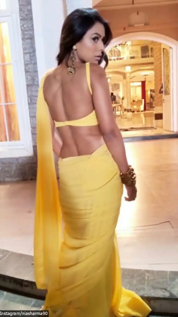 nia sharma backless blouse saree suhagan chudail actress