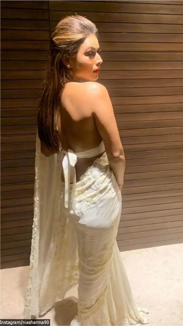 nia sharma backless blouse saree suhagan chudail actress