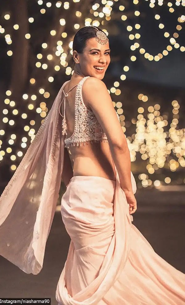 nia sharma backless blouse saree suhagan chudail actress
