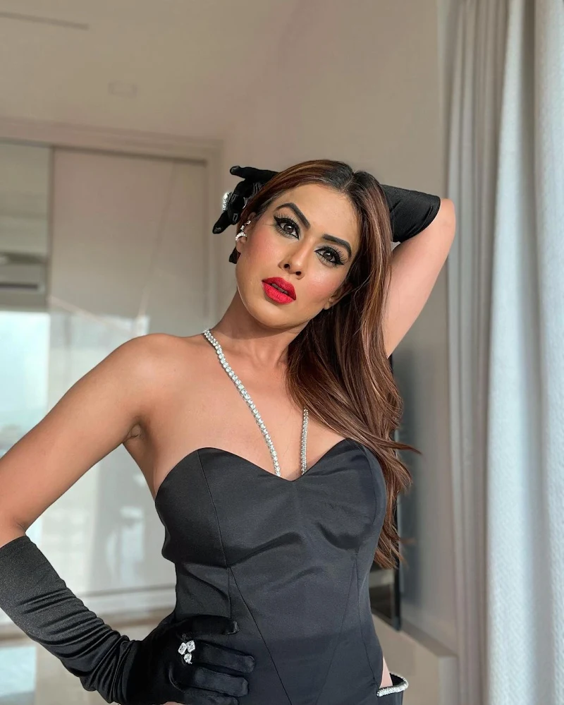 Nia Sharma cleavage black dress stylish tv actress Nia Sharma cleavage black dress stylish tv actress