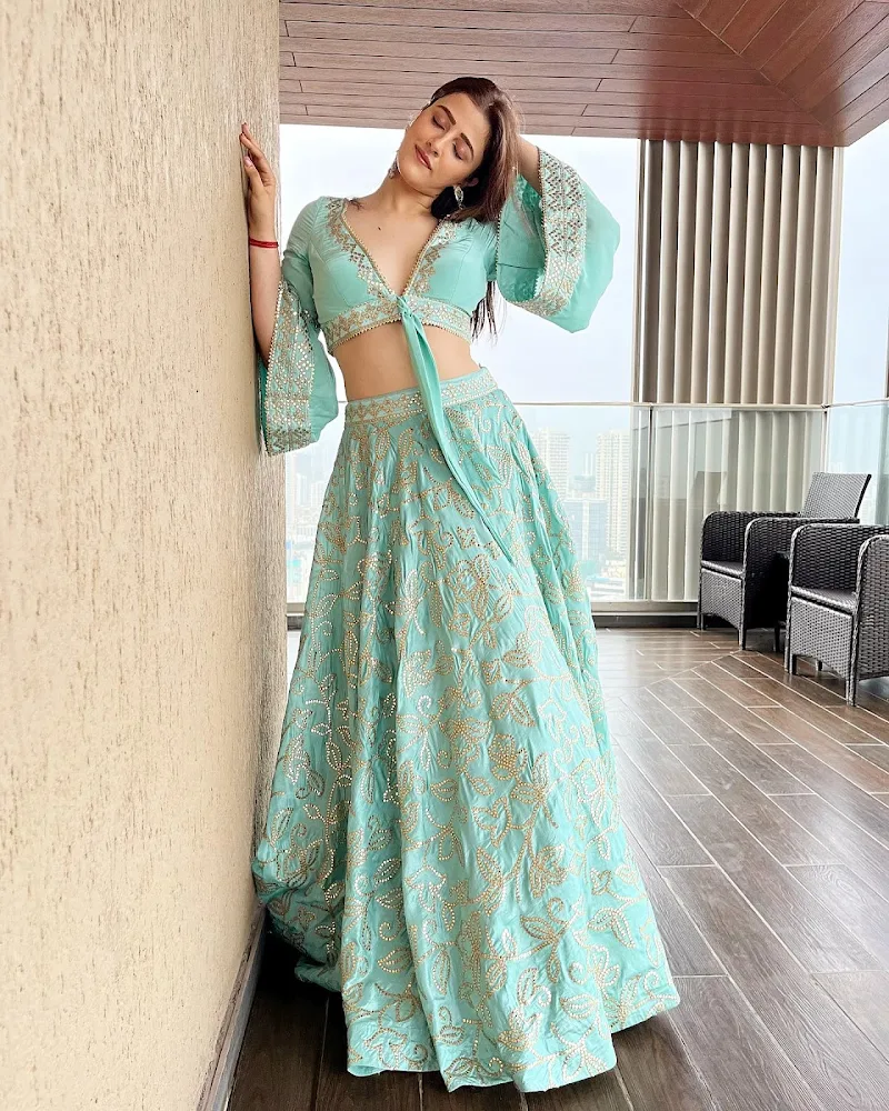 Nupur Sanon cleavage turquoise stylish outfit Nupur Sanon cleavage turquoise stylish outfit