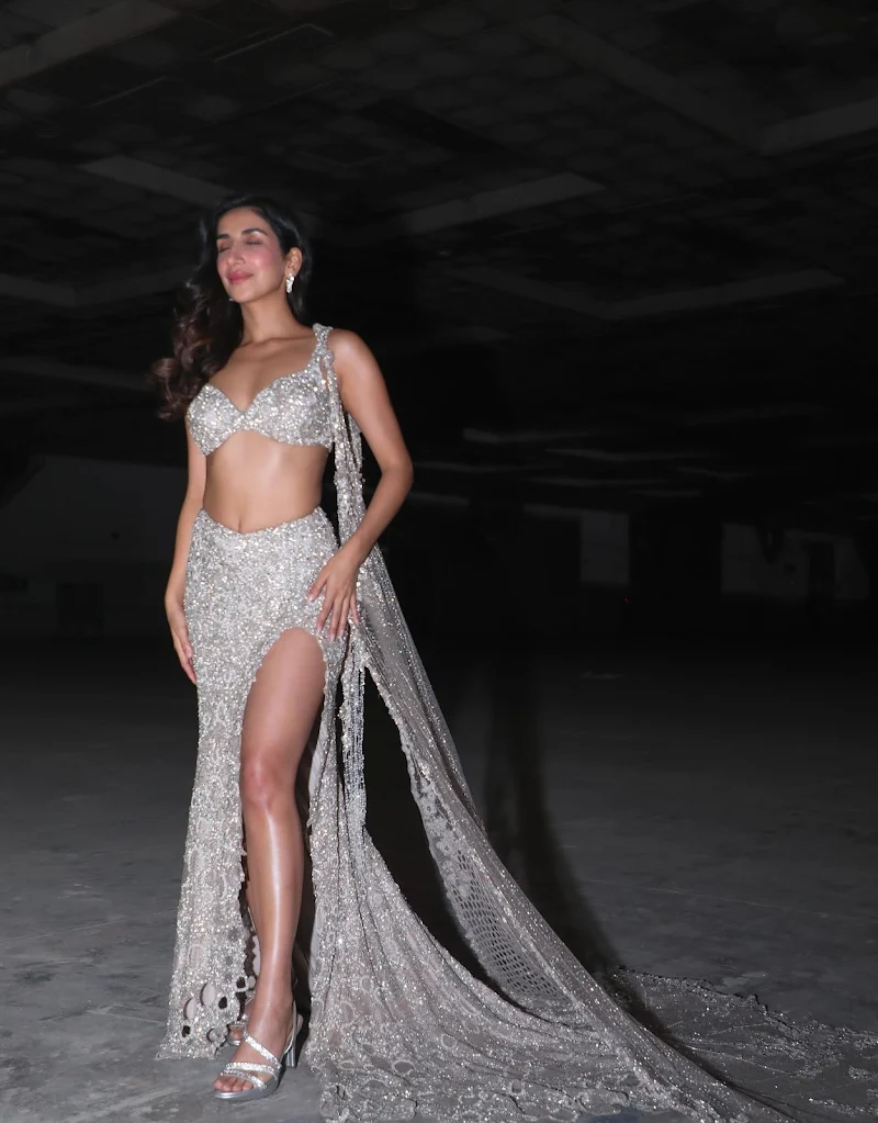 parul gulati shimmery high slit outfit sexy legs parul gulati shimmery high slit outfit sexy legs
