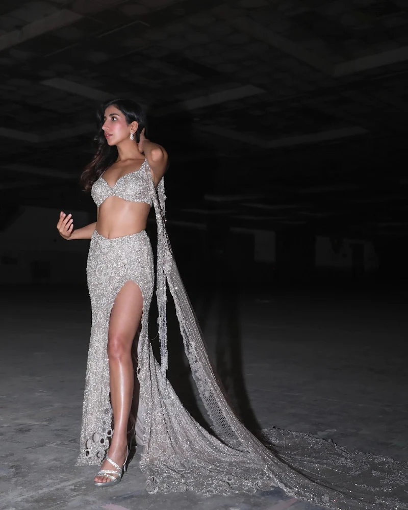 parul gulati shimmery high slit outfit sexy legs parul gulati shimmery high slit outfit sexy legs