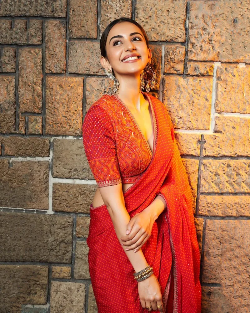 Rakul Preet orange saree beautiful Rakul Preet orange saree beautiful