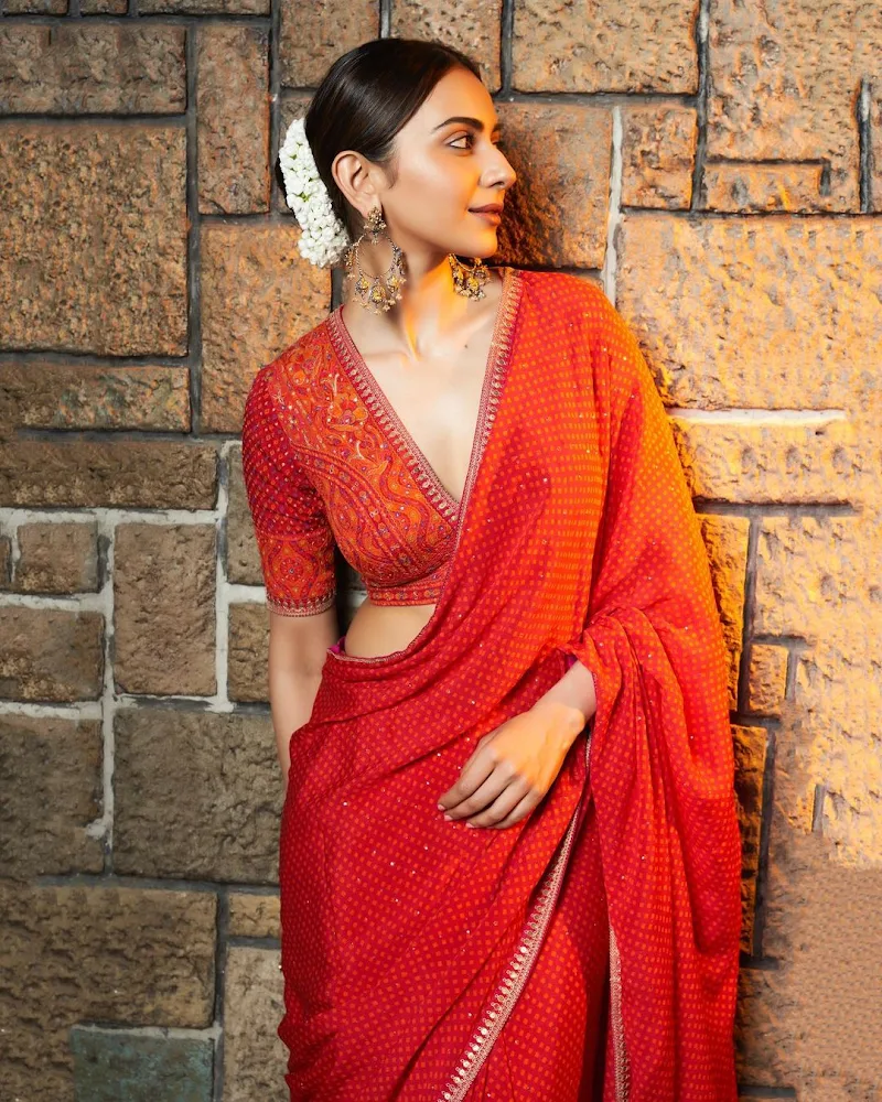 Rakul Preet orange saree beautiful Rakul Preet orange saree beautiful