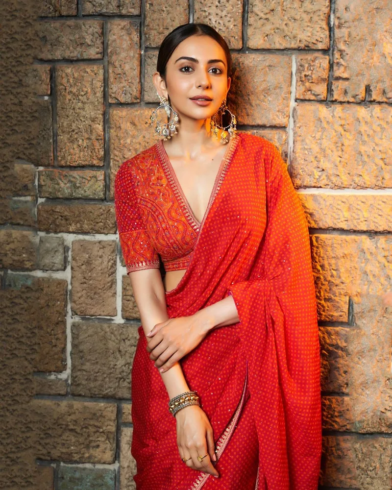 Rakul Preet orange saree beautiful Rakul Preet orange saree beautiful