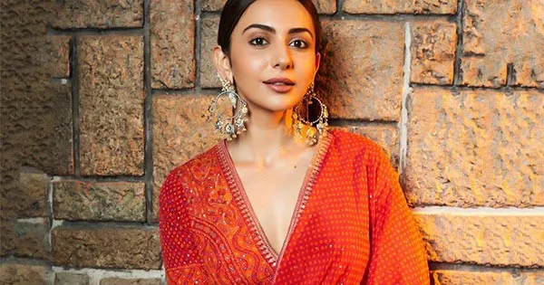 Rakul Preet orange saree beautiful