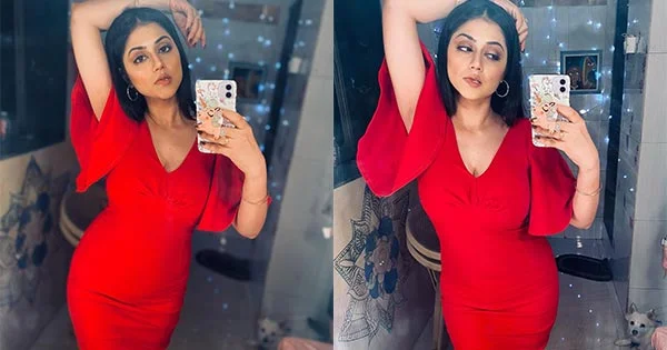 Reema Worah curvy tight red dress tv actress