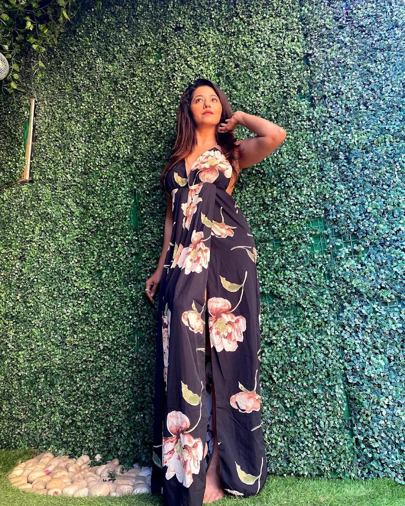 Ridhiema Tiwari sexy legs high slit dress