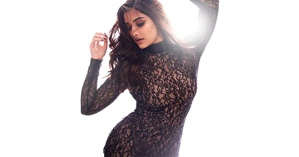 saiee manjrekar sheer black outfit curvy figure