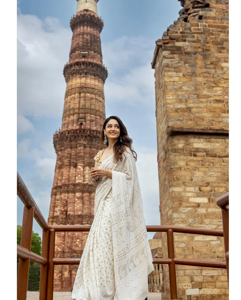 sandeepa dhar white saree golden blouse sandeepa dhar white saree golden blouse