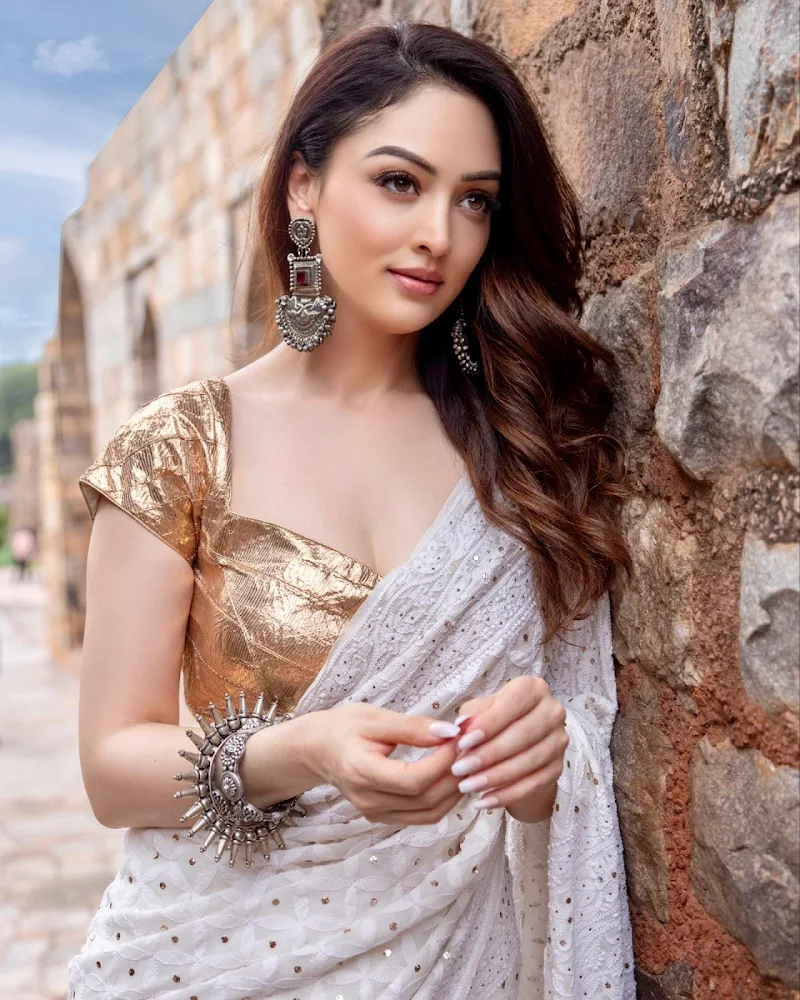 sandeepa dhar white saree golden blouse sandeepa dhar white saree golden blouse