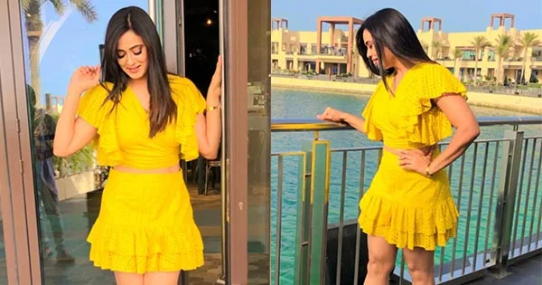 Shweta Tiwari looks simply stunning in short yellow dress – see these pictures.