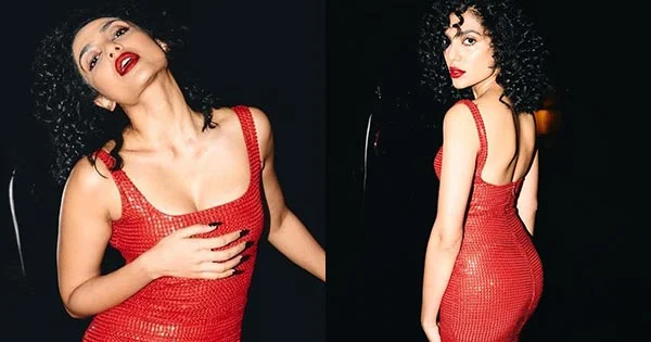 Sobhita Dhulipala tight red dress curvy body