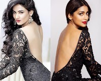 sonal chauhan shriya saran backless black mesh dress