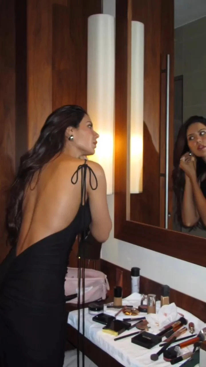 Sonam Bajwa backless black dress Sonam Bajwa backless black dress
