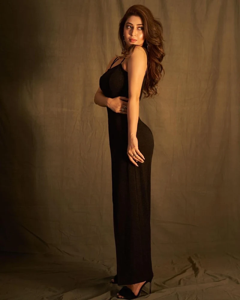 sonarika bhadoria high slit black dress legs curvy body sonarika bhadoria high slit black dress legs curvy body