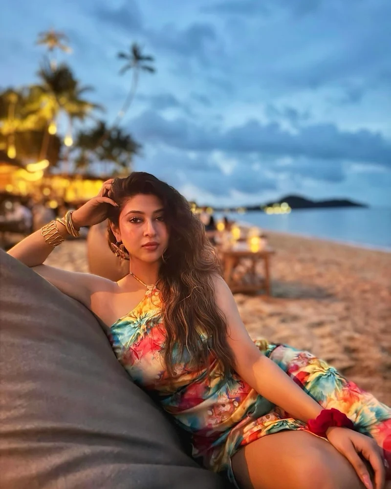 sonarika bhadoria high slit dress hot actress