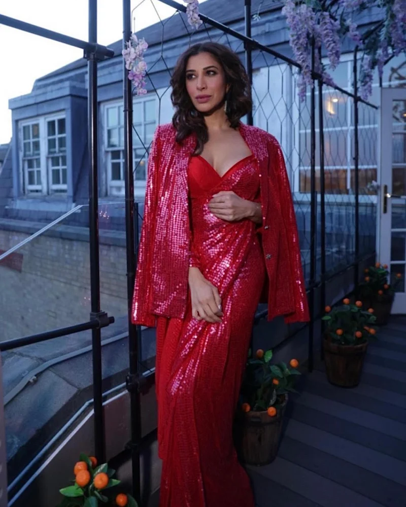 sophie choudry cleavage red shimmery saree sophie choudry cleavage red shimmery saree