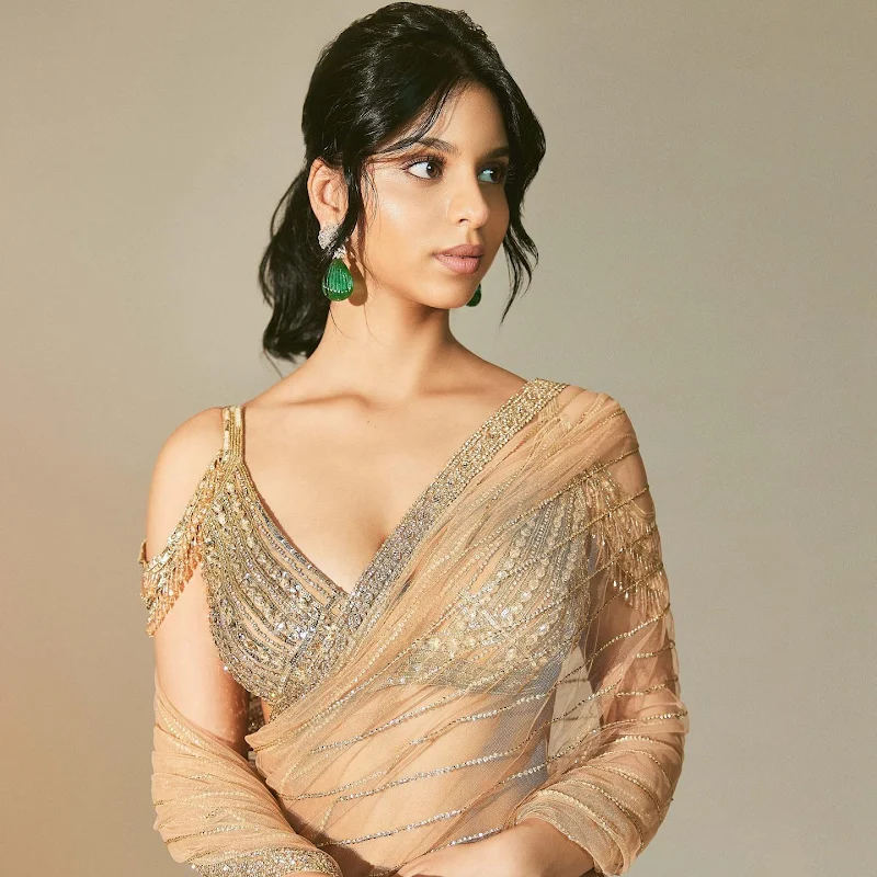 Suhana Khan sheer saree cleavage Suhana Khan sheer saree cleavage