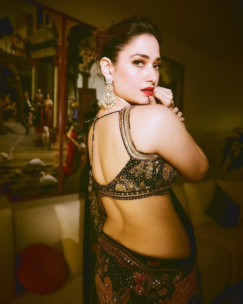 tamannaah black saree backless blouse tamannaah black saree backless blouse
