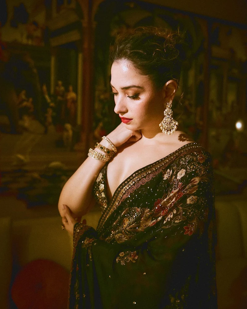 tamannaah black saree cleavage tamannaah black saree cleavage