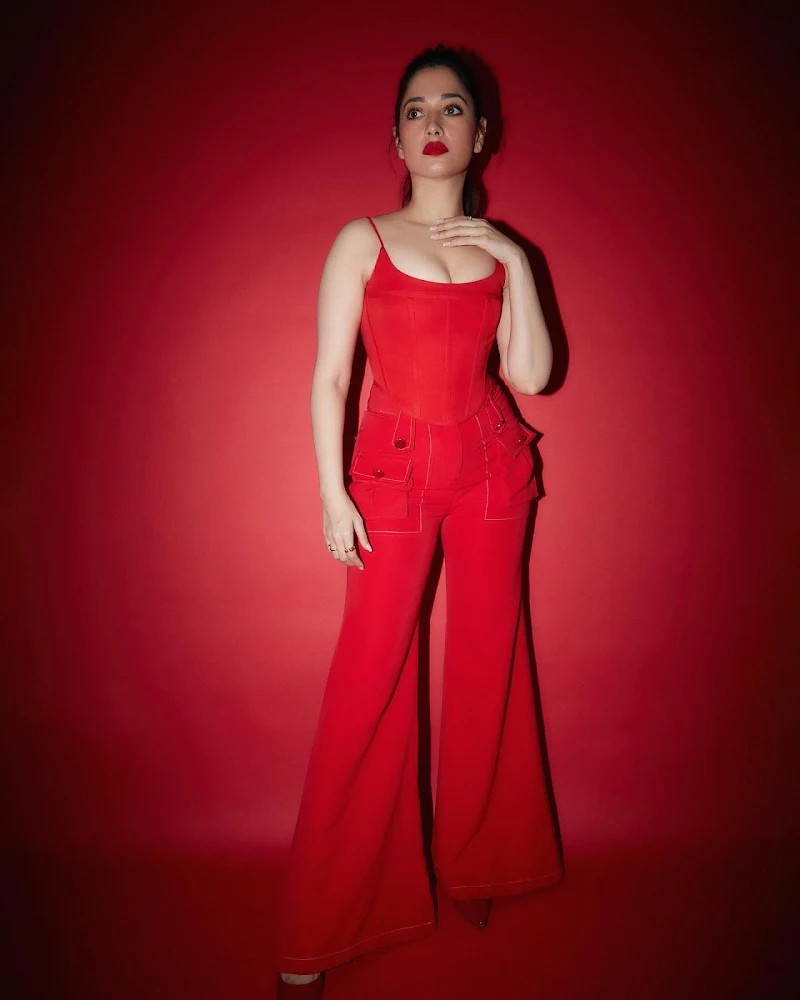 Tamannaah cleavage red outfit hot actress Tamannaah cleavage red outfit hot actress