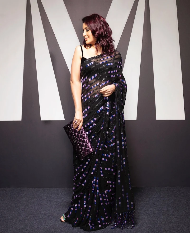 Tisca Chopra black saree hot actress Tisca Chopra black saree hot actress