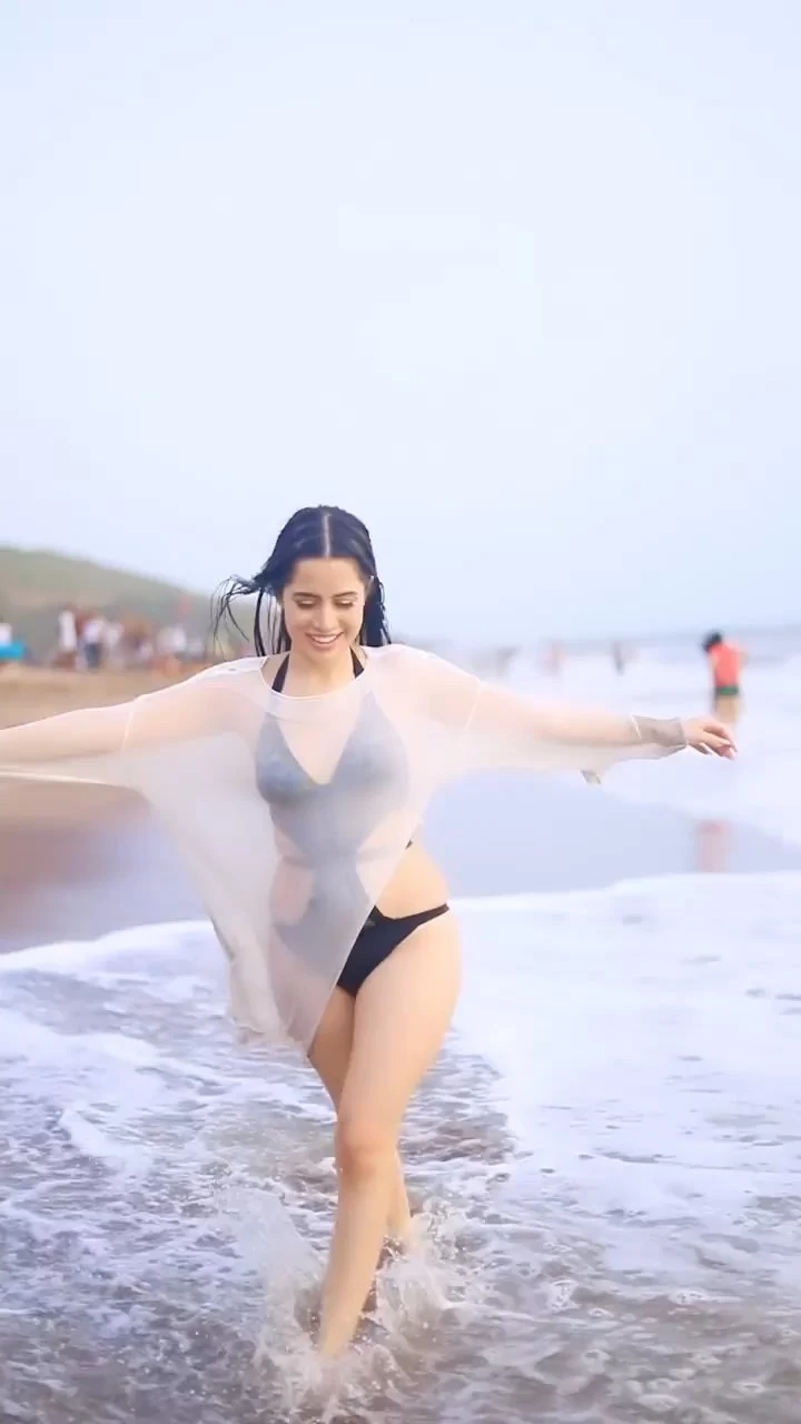 Urfi Javed black swimsuit sexy body