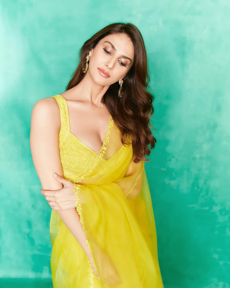 Vaani Kapoor yellow saree cleavage Vaani Kapoor yellow saree cleavage