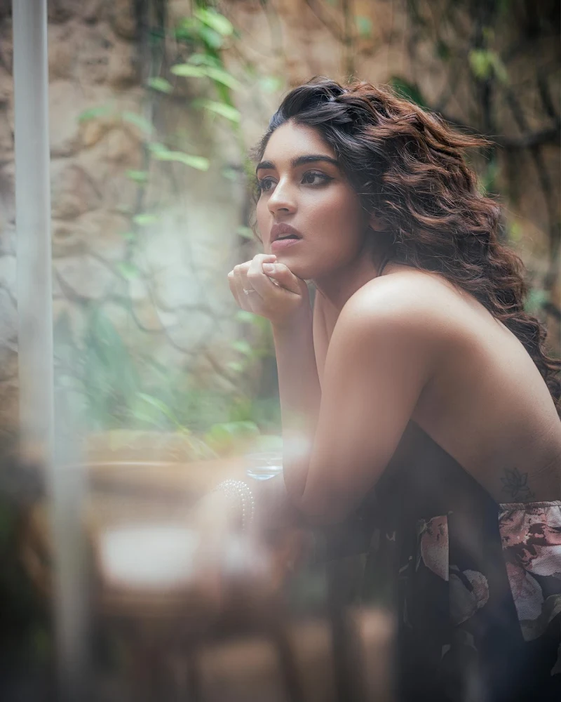 yukti thareja cleavage high slit black dress