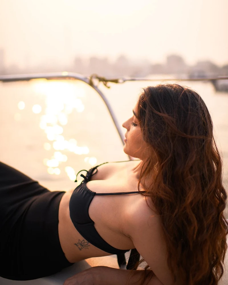 Yukti Thareja tiny black top hot model actress