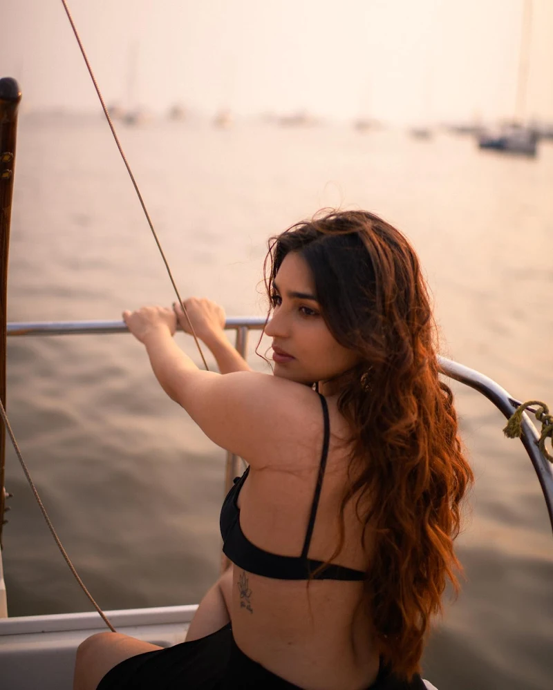 Yukti Thareja tiny black top hot model actress