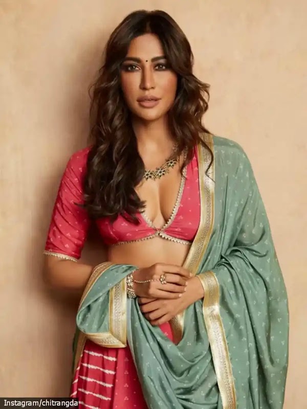 chitrangda singh cleavage saree deep neckline blouse _