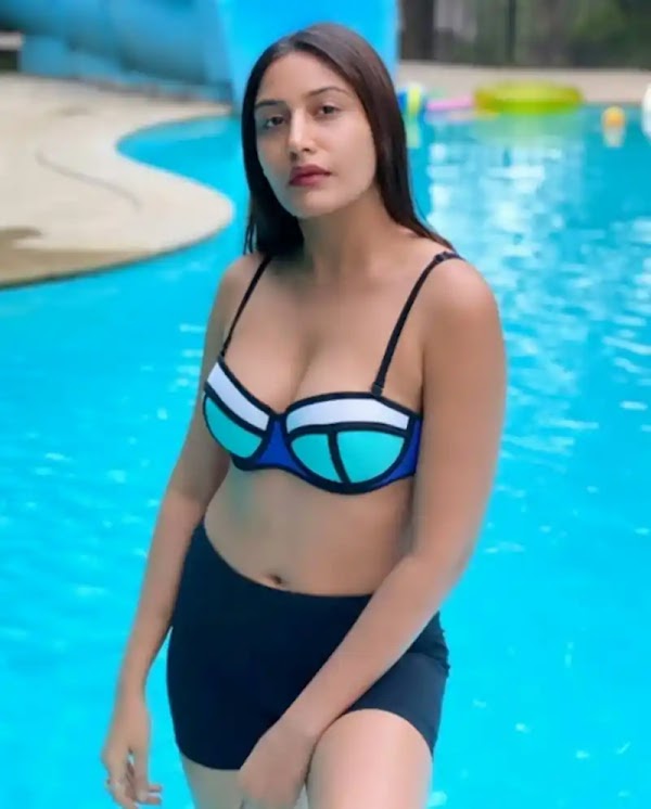 surbhi chandna bikini pool indian tv actress cleavage