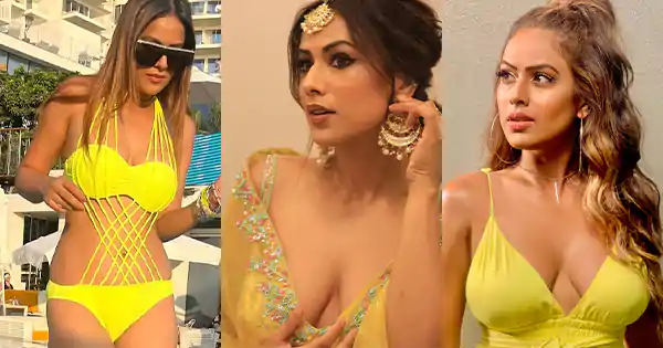 nia sharma yellow bikini dress saree cleavage nia sharma yellow bikini dress saree cleavage