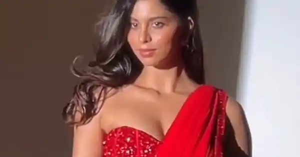 suhana khan red saree cleavage off shoulder blouse suhana khan red saree cleavage off shoulder blouse