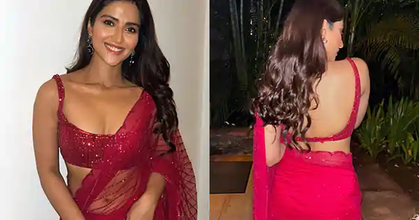 pranutan bahl sheer red saree backless blouse navel cleavage pranutan bahl sheer red saree backless blouse navel cleavage