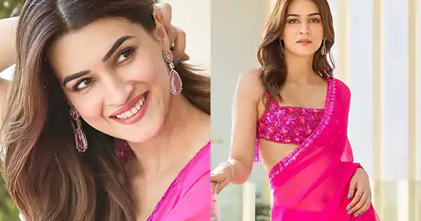 kriti sanon sheer pinks aree sleeveless blouse kriti sanon sheer pinks aree sleeveless blouse