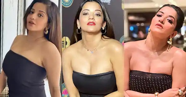 monalisa off shoulder black dress cleavgae busty bhojpuri indian actress monalisa off shoulder black dress cleavgae busty bhojpuri indian actress