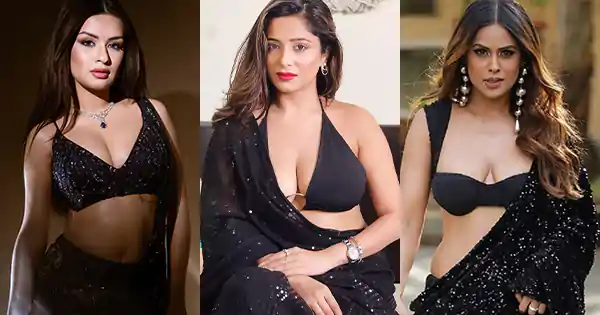 indian actresses shimmery sequin black sarees indian actresses shimmery sequin black sarees