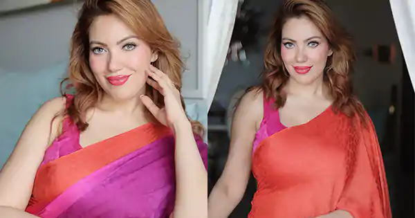 Munmun Dutta in simple saree with sleeveless blouse defines elegance.