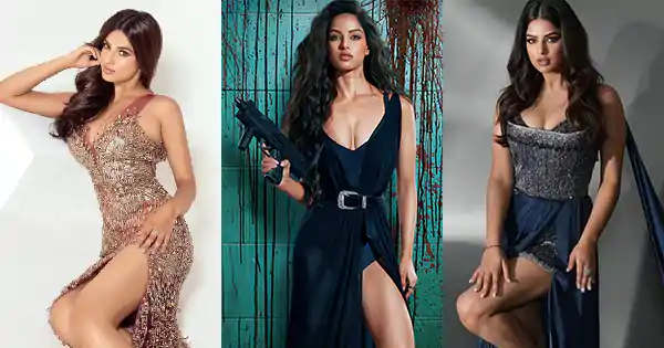 9 Harnaaz Sandhu hot looks in stylish thigh high slit dresses – Baaghi 4 actress.