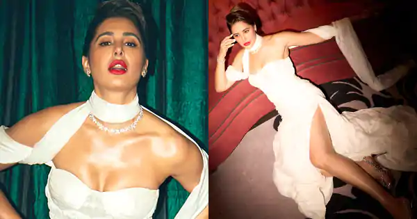 Nargis Fakhri’s sultry sexy look in thigh high slit white dress – see now.