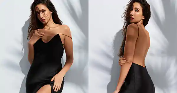 Shreya Chaudhry in satin black backless high slit dress oozed oomph.