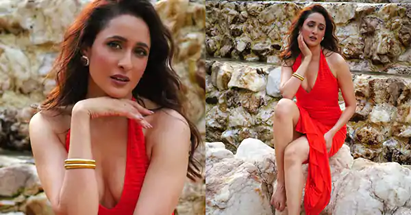 Pragya Jaiswal in deep neckline red dress sets Instagram ablaze.